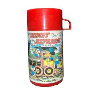Vintage Aladdin Disney Express Thermos Bottle 1970s Mickey Mouse & Friends Carto